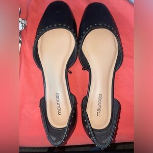 Womens new 8.5 Maurices Black Studded D'Orsay Flats